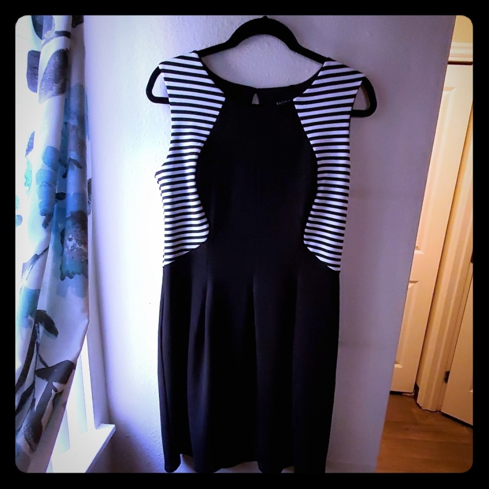 Medium length black and white dress